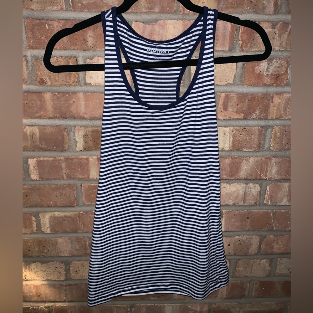striped tank top navy and white
